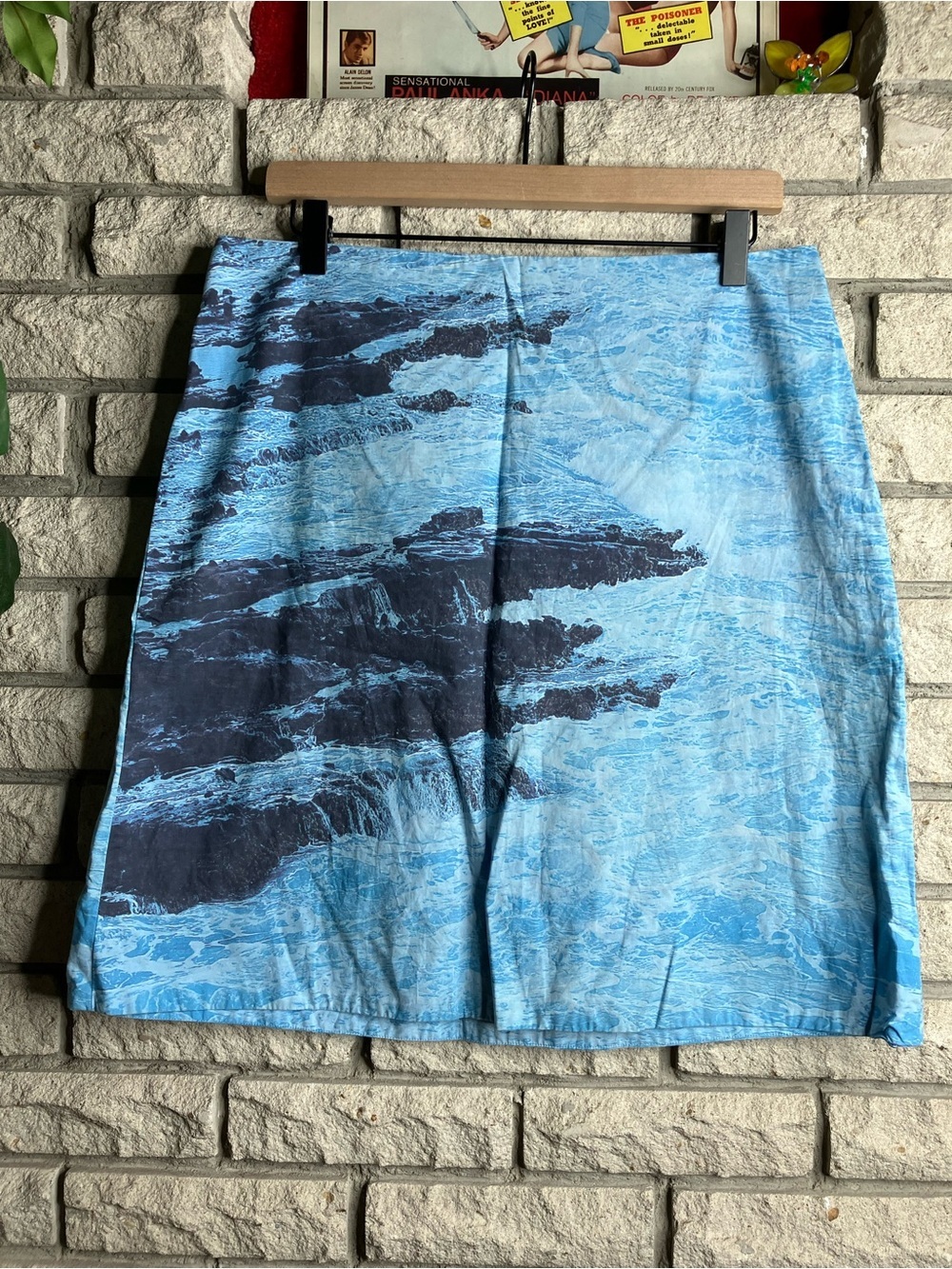 Anthropologie HD in Paris Blue Cotton Ocean Waves Skirt